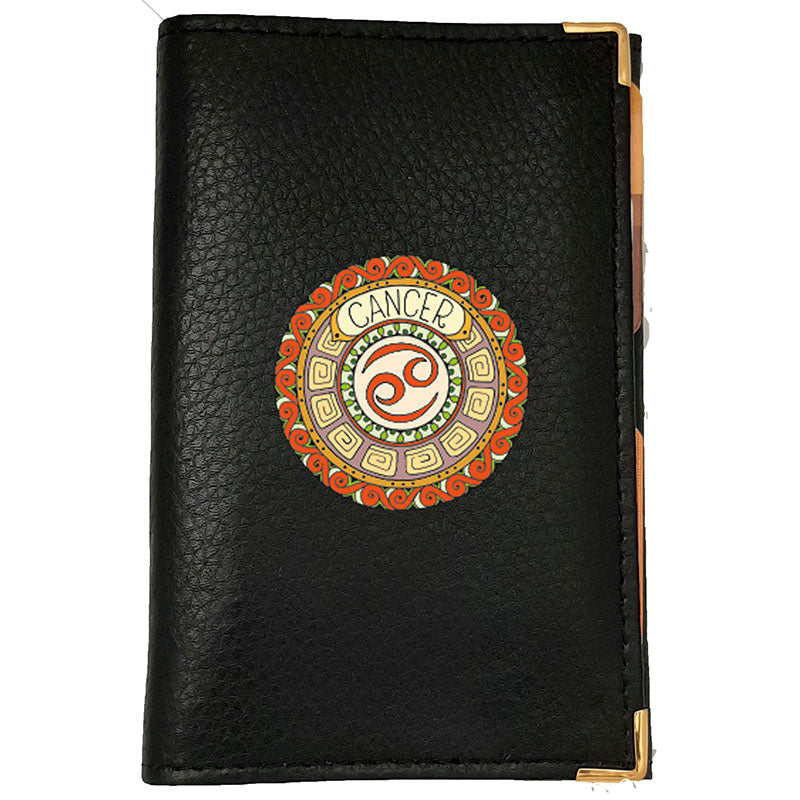 Porte carte grise en cuir noir personnalisé avec votre Signe Zodiaque Astrologique
