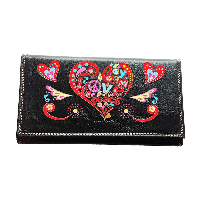 Compagnon Tout-en-Un Porte Chéquier en Simili Cuir design Love Peace