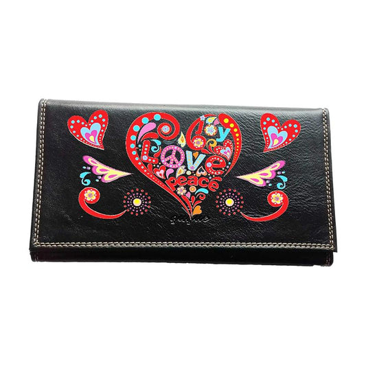 Compagnon Tout-en-Un Porte Chéquier en Simili Cuir design Love Peace