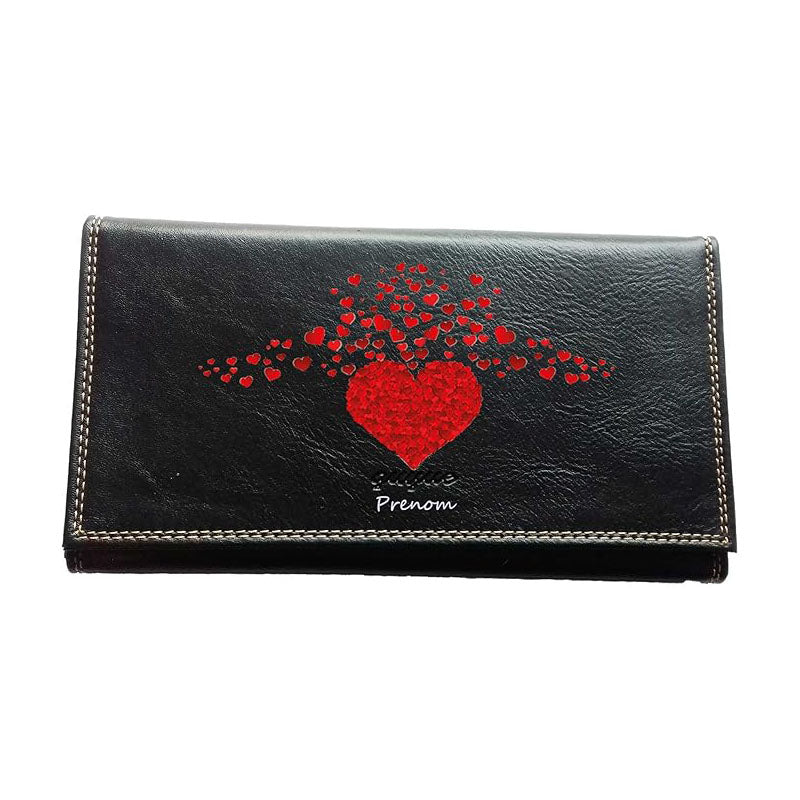 Compagnon Tout-en-Un Porte Chéquier en Simili Cuir design Coeur multi rouge