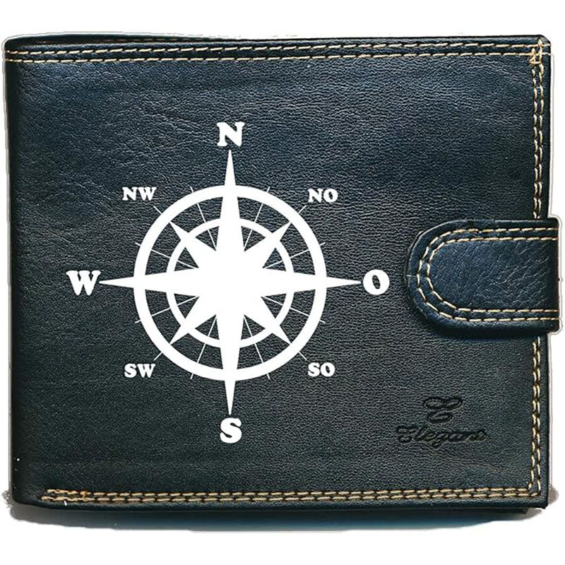 Portefeuille à rabat en Simili Cuir pour homme personnalisé Boussolle