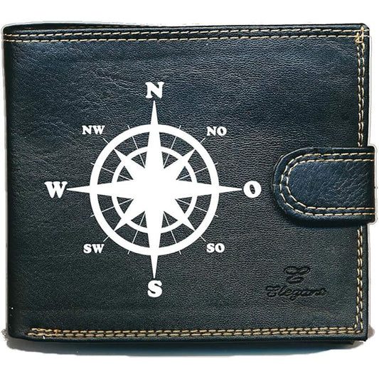 Portefeuille à rabat en Simili Cuir pour homme personnalisé Boussolle