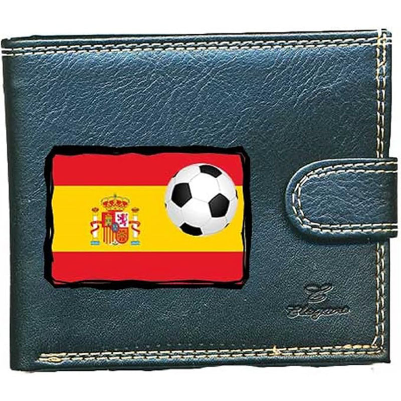 Portefeuille à rabat en Simili Cuir pour homme personnalisé Drapeau Espagne Foot