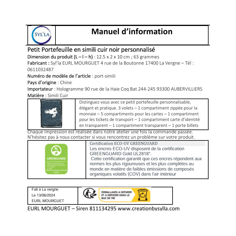 Portefeuille Homme Noir Personnalisé – voiture de course style F4 bleu - Prénom en option