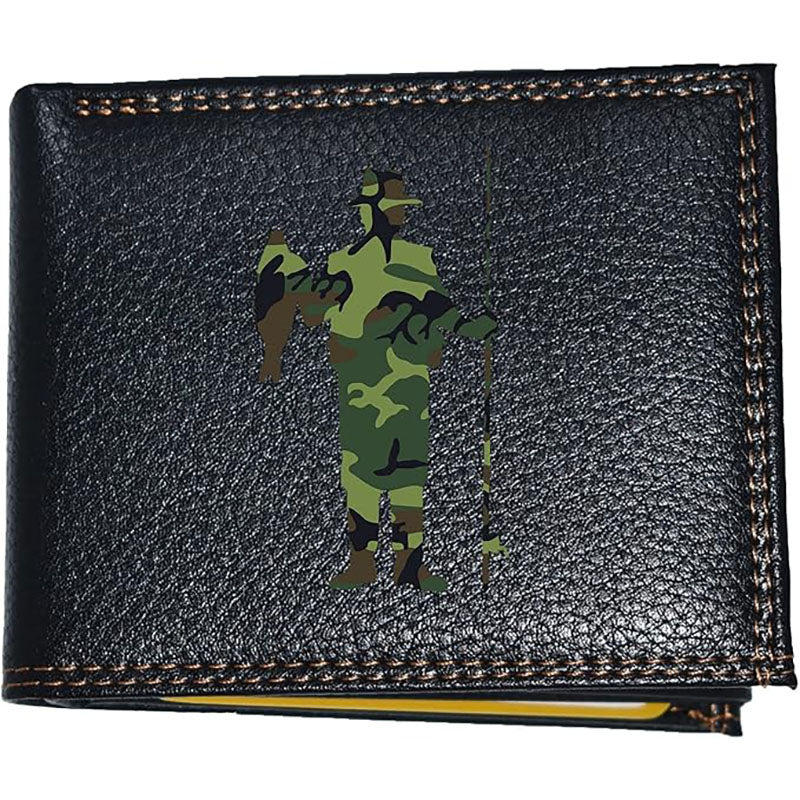 Portefeuille à rabat en Simili Cuir noir personnalisé Pêcheur camouflage