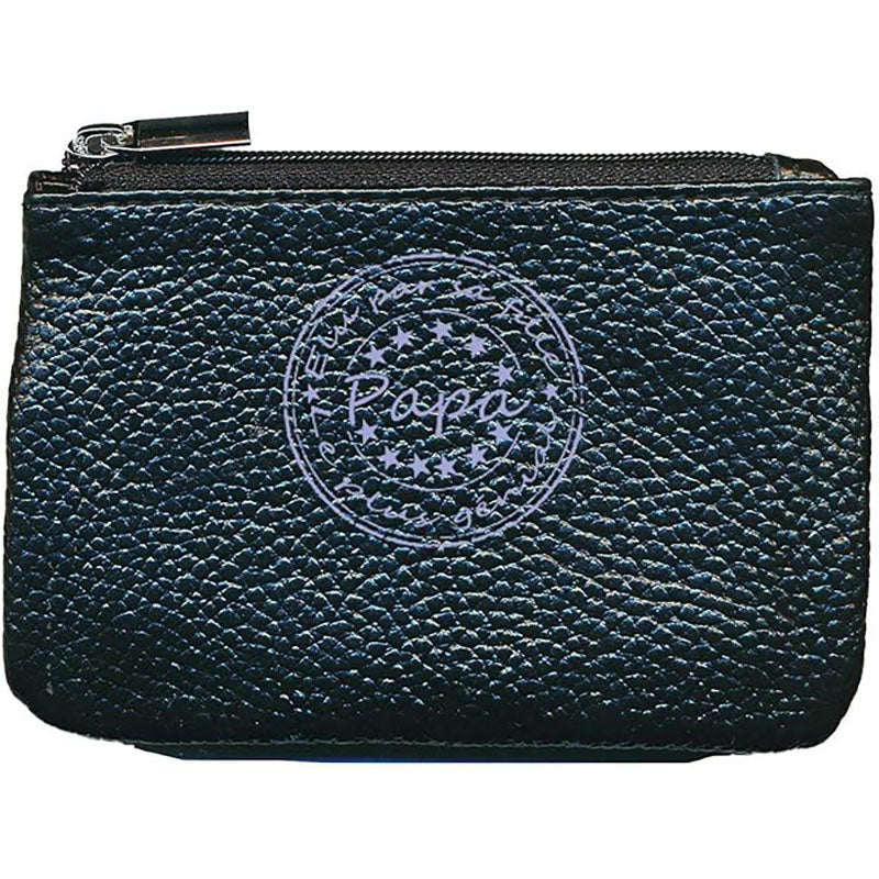 Petit Porte monnaie avec porte clés en Cuir noir pour Homme Papa Génial Elu par sa fille