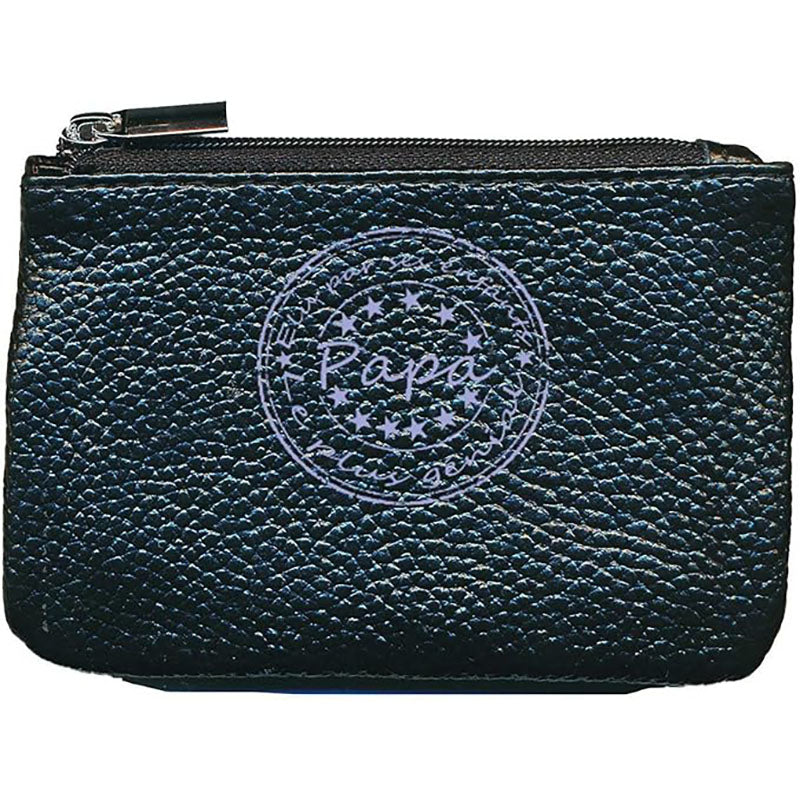 Petit Porte monnaie avec porte clés en Cuir noir pour Homme Papa Génial Elu par ses enfants