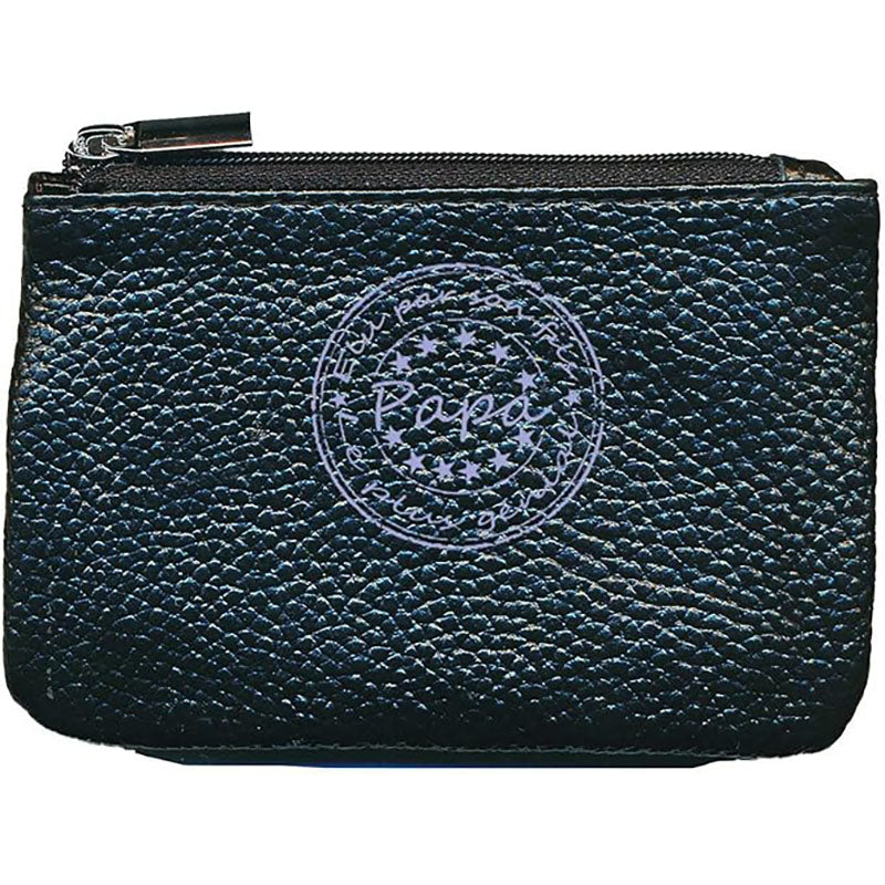 Petit Porte monnaie avec porte clés en Cuir noir pour Homme Papa Génial Elu par son fils