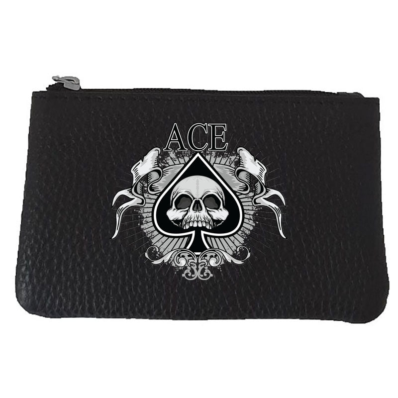 Petit porte monnaie avec porte clés en Cuir noir pour Homme personnalisé As
