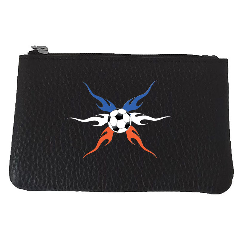 Petit porte monnaie avec porte clés en Cuir noir pour Homme personnalisé Foot France