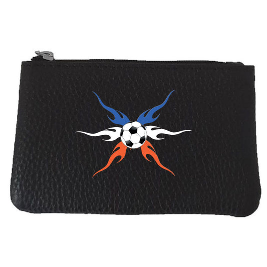Petit porte monnaie avec porte clés  en Cuir noir pour Homme personnalisé Foot France