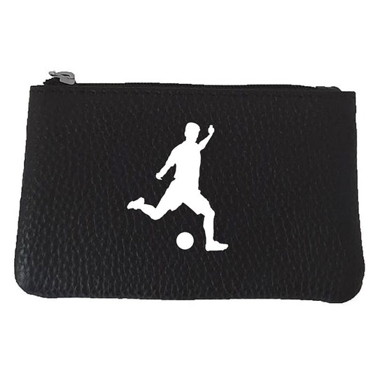 Petit porte monnaie avec porte clés en Cuir noir pour Homme personnalisé Footballeur