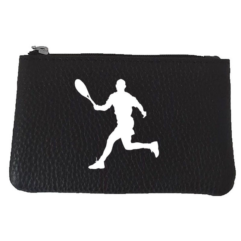Petit porte monnaie avec porte clés en Cuir noir pour Homme personnalisé Tennisman