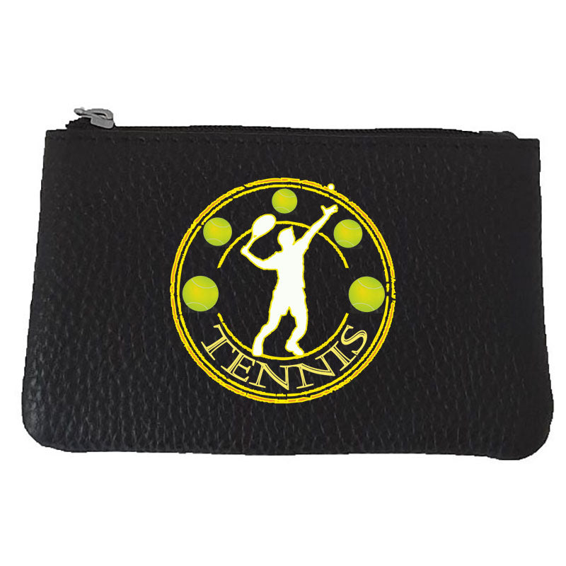 Petit porte monnaie avec porte clés en Cuir noir pour Homme personnalisé Tennis