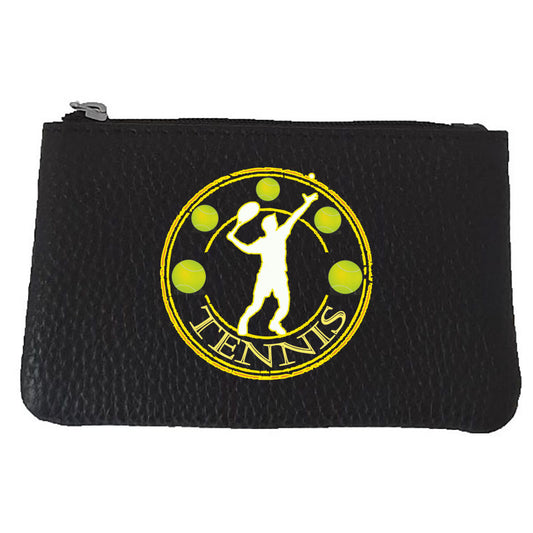 Petit porte monnaie avec porte clés  en Cuir noir pour Homme personnalisé Tennis