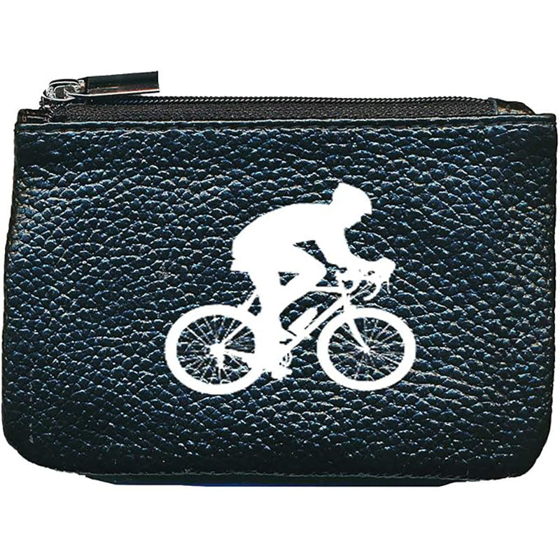 Petit porte monnaie avec porte clés en Cuir noir pour Homme personnalisé Vélo
