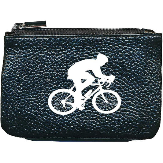 Petit porte monnaie avec porte clés  en Cuir noir pour Homme personnalisé Vélo