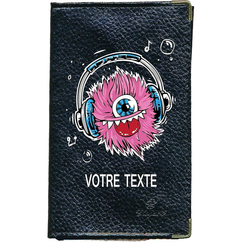 Porte Carte Grise en Cuir noir pour femme ou homme personnalisé Monstre