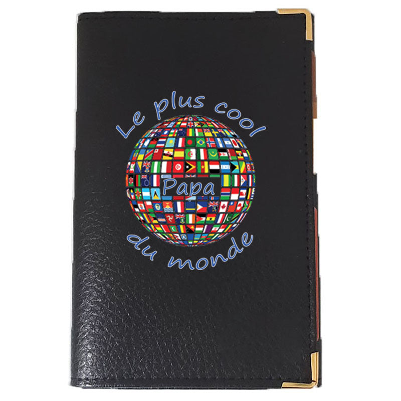 Porte Carte Grise porte papier en Cuir personnalisé Papa le plus cool du monde