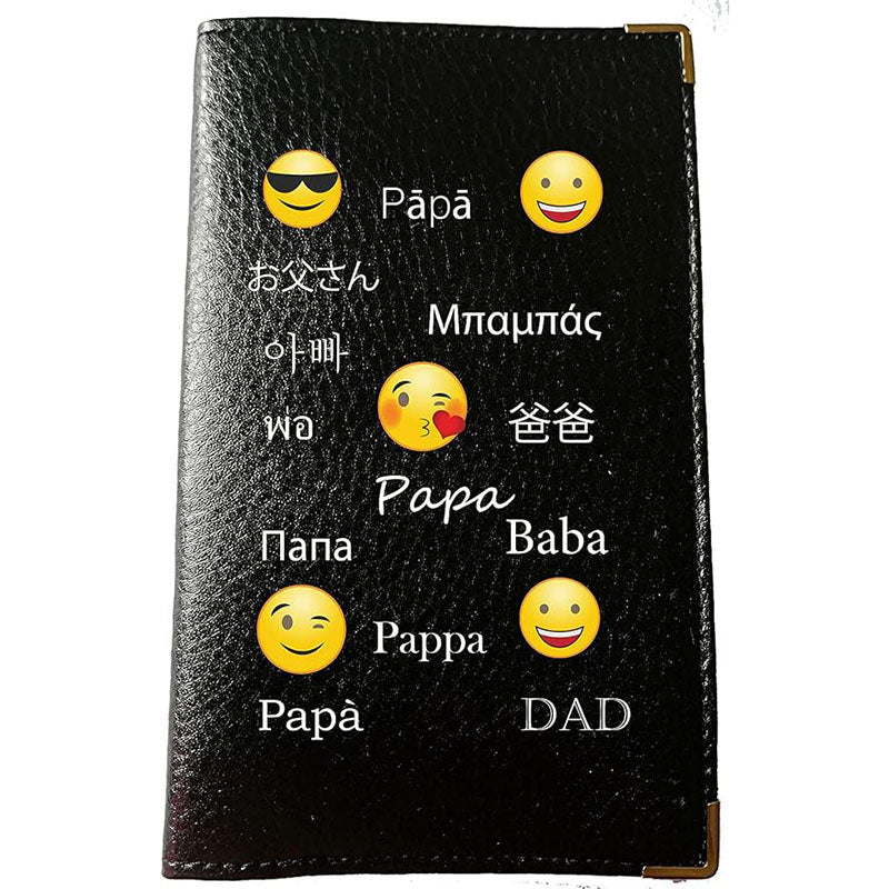 Porte Carte Grise porte papier en Cuir personnalisé Papa Smiley Fete des peres