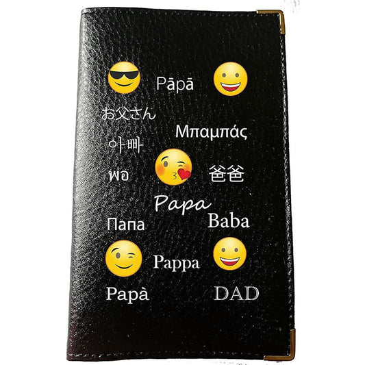 Porte Carte Grise porte papier en Cuir personnalisé Papa Smiley Fete des peres