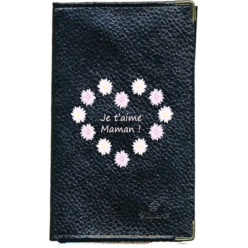 Porte Carte Grise en Cuir noir pour femme personnalisé Maman je t'aime