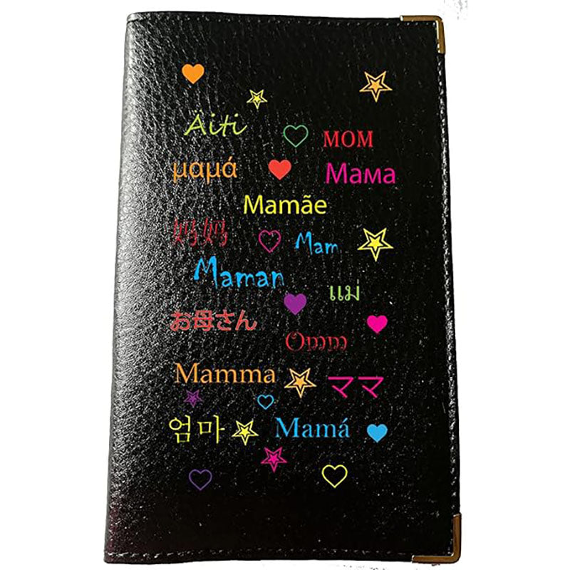 Porte Carte Grise en Cuir noir pour femme personnalisé Maman pays