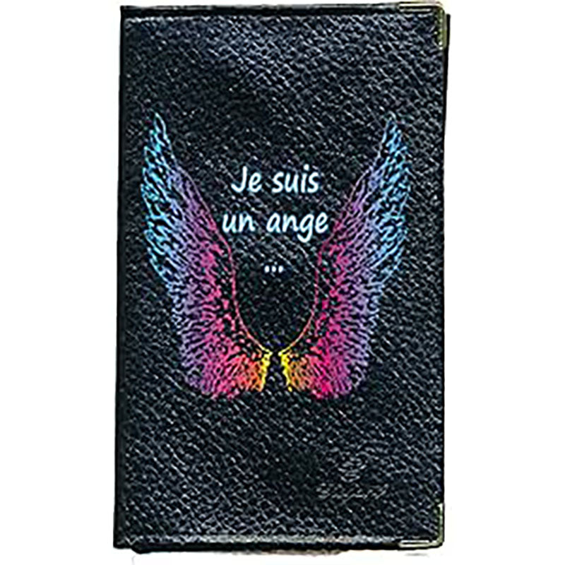 Porte Carte Grise en Cuir noir pour femme personnalisé Je suis un ange