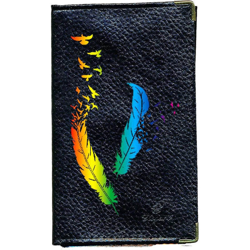Porte Carte Grise en Cuir noir pour femme Plume Color