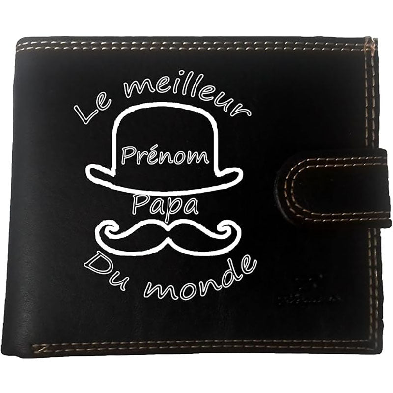 Portefeuille à rabat en Simili Cuir personnalisé Meilleur Papa du Monde