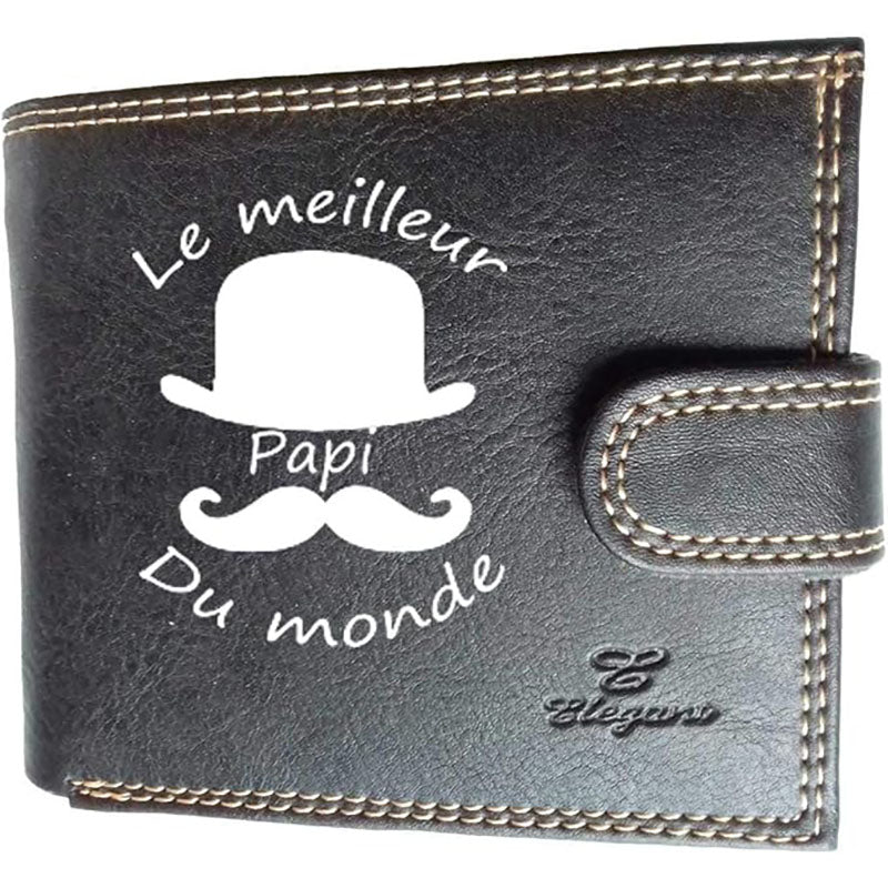 Portefeuille à rabat en Simili Cuir personnalisé Meilleur Papi du Monde