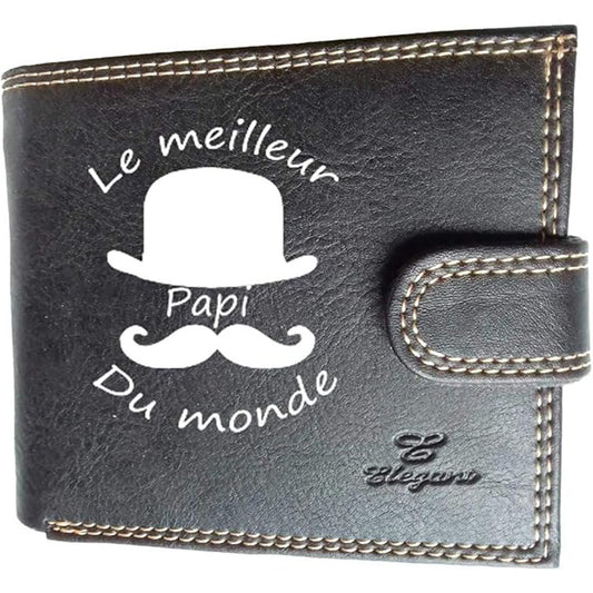 Portefeuille à rabat en Simili Cuir personnalisé Meilleur Papi du Monde