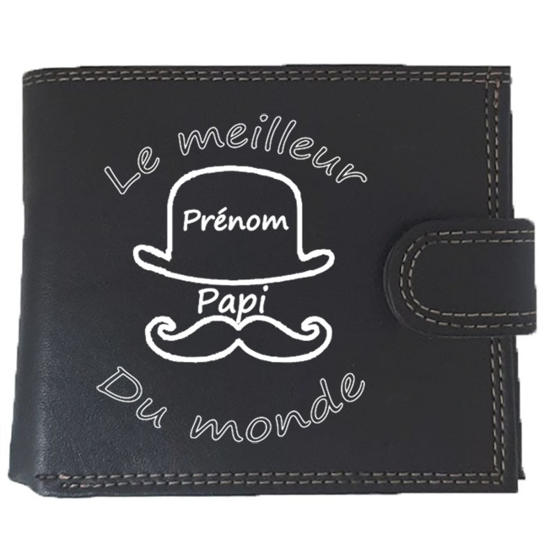 Portefeuille à rabat en Simili Cuir personnalisé Meilleur Papi du Monde