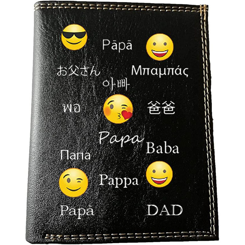 Petit Portefeuille Homme noir avec Porte Monnaie Personnalisé Papa Smiley