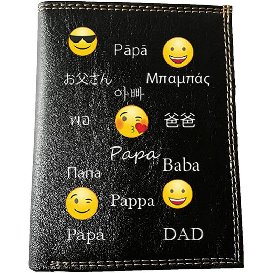 Petit Portefeuille Homme noir avec Porte Monnaie Personnalisé Papa Smiley