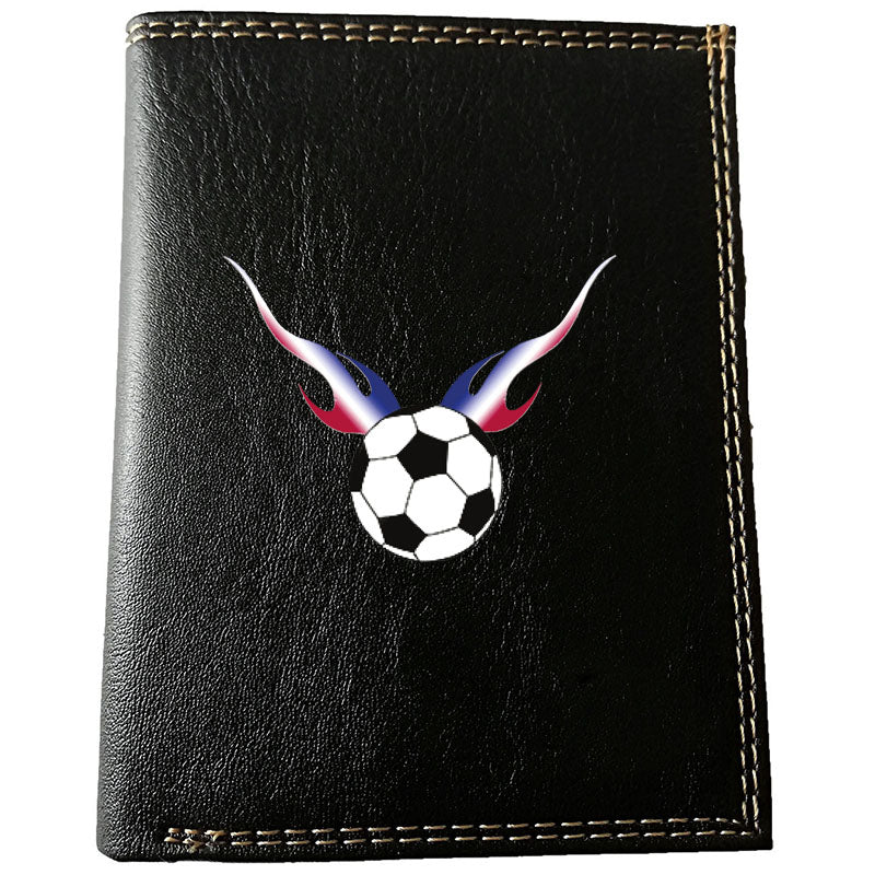 Petit Portefeuille porte monnaie noir pour Homme personnalisé Foot Flamme