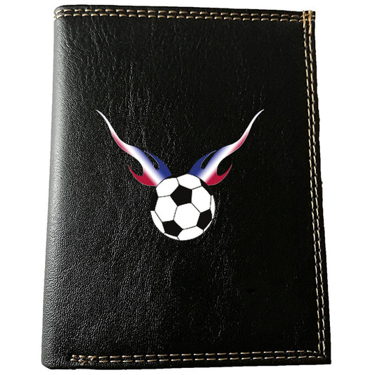 Petit Portefeuille porte monnaie noir pour Homme personnalisé Foot Flamme