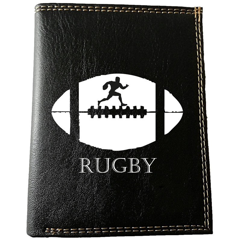 Petit Portefeuille porte monnaie noir pour Homme personnalisé Rugby