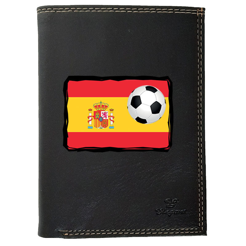 Grand Portefeuille porte monnaie pour Homme noir personnalisé drapeau Espagne Foot