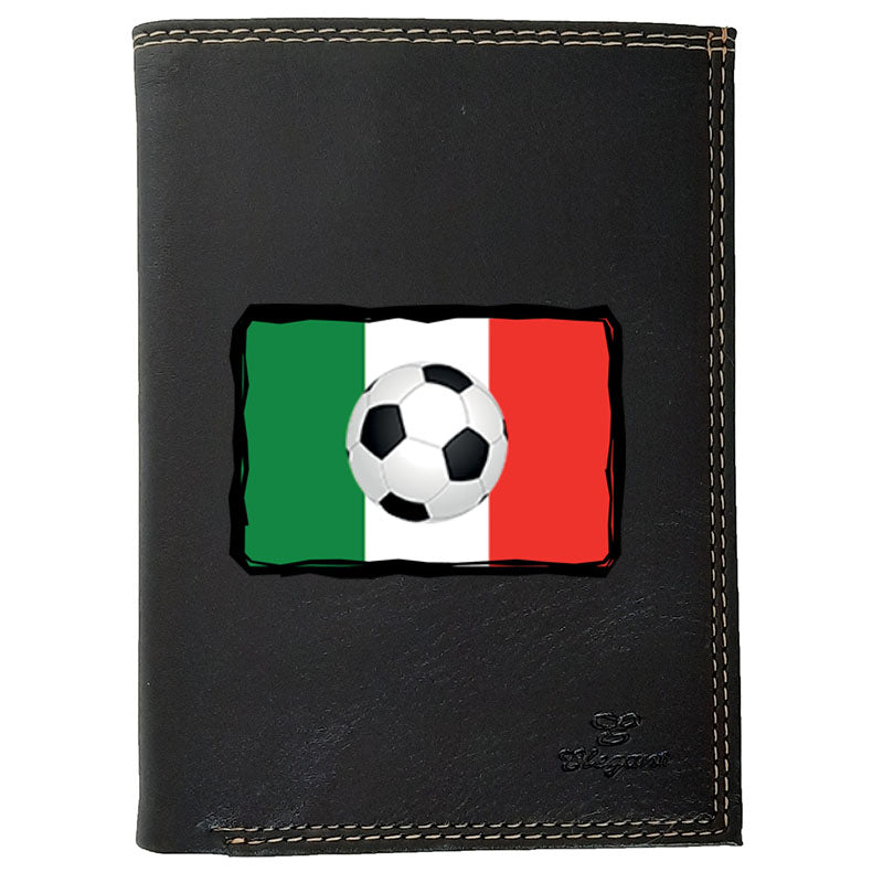 Grand Portefeuille porte monnaie pour Homme noir personnalisé drapeau Italie Foot