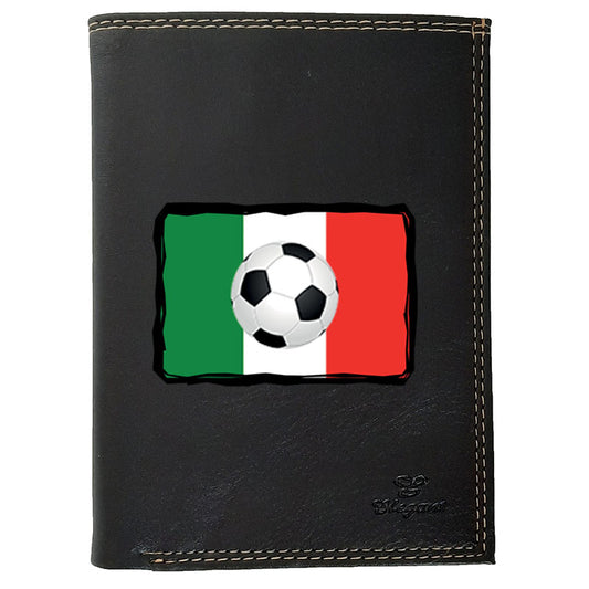 Grand Portefeuille porte monnaie pour Homme noir personnalisé drapeau Italie Foot
