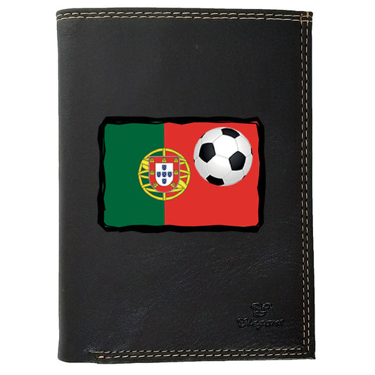 Grand Portefeuille porte monnaie pour Homme noir personnalisé drapeau Portugal Foot