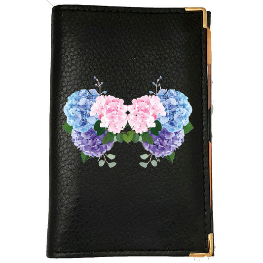 Porte Carte Grise en Cuir noir pour femme motif Hortensia