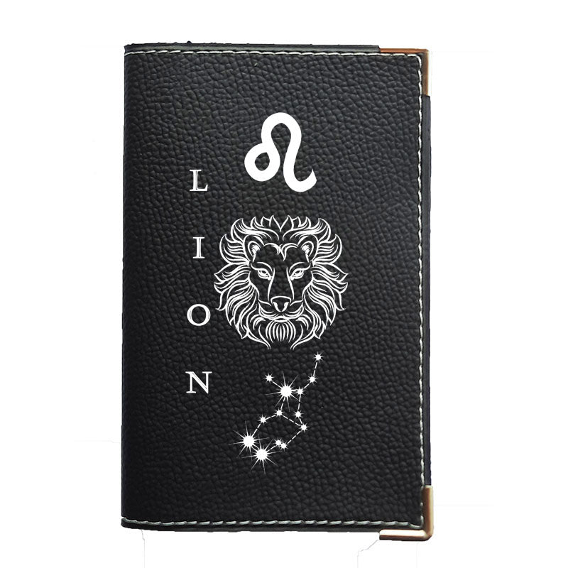 Porte carte grise en cuir noir personnalisé avec votre Signe Astrologique