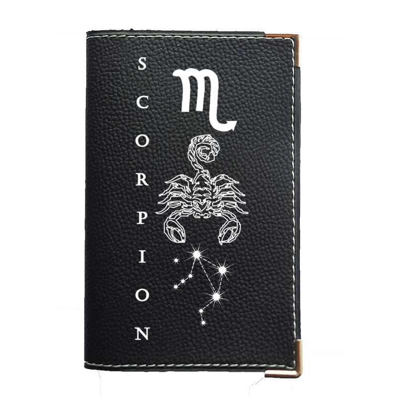 Porte carte grise en cuir noir personnalisé avec votre Signe Astrologique