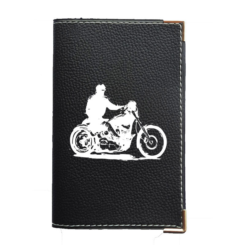 Porte carte grise en simili cuir noir personnalisé Harley