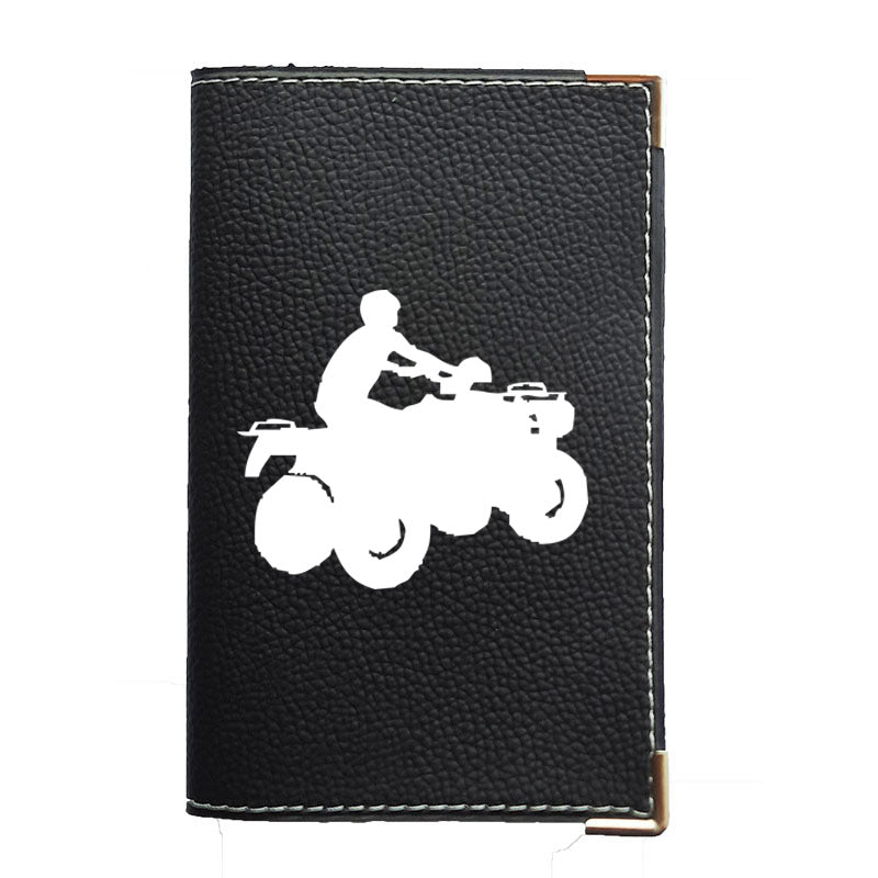 Porte carte grise en simili cuir noir personnalisé Quad