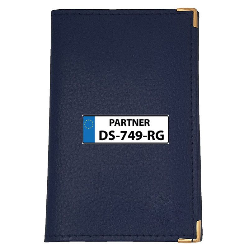 Porte Carte Grise Papier Voiture en Cuir avec Plaque d'Immatriculation