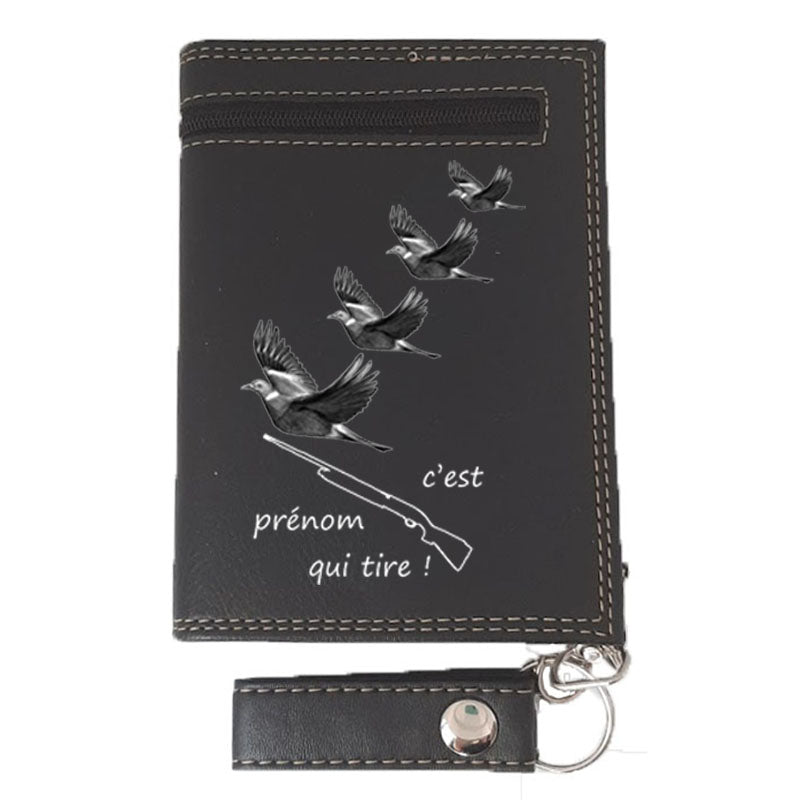 Portefeuille avec Chaine en Simili Cuir pour homme personnalisé Chasseur Fusil