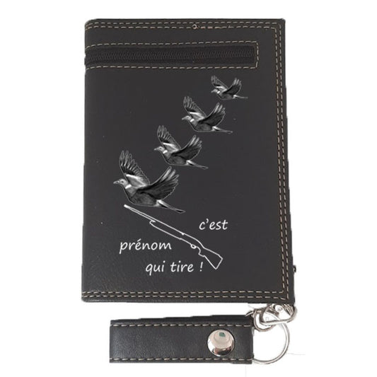 Portefeuille avec Chaine en Simili Cuir pour homme personnalisé Chasseur Fusil